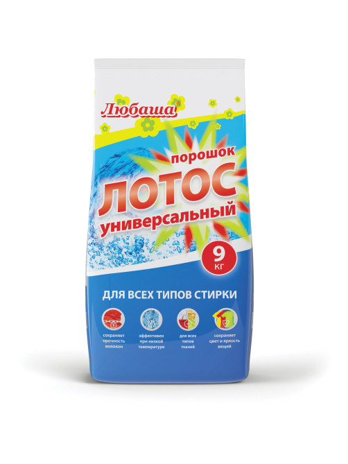 Стиральный порошок для всех типов стирки 9 кг ЛЮБАША, для всех типов тканей, 605571
