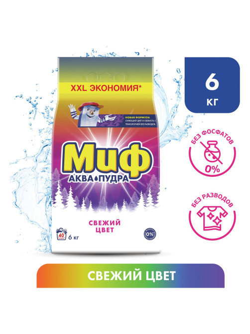Стиральный порошок-автомат 6 кг, МИФ 3 в 1 