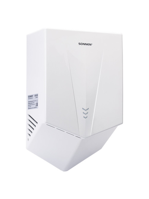 Сушилка для рук ВЫСОКОСКОРОСТНАЯ SONNEN K2022B, 1300 Вт, 150 м/с, IPX1, 72 дБ, белая, пластиковый корпус, 607192