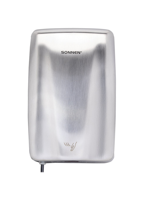 Сушилка для рук ВЫСОКОСКОРОСТНАЯ АНТИВАНДАЛЬНАЯ SONNEN K2020, 1000 Вт, 100 м/с, IPX3, 72 дБ, нержавеющая сталь, 607193