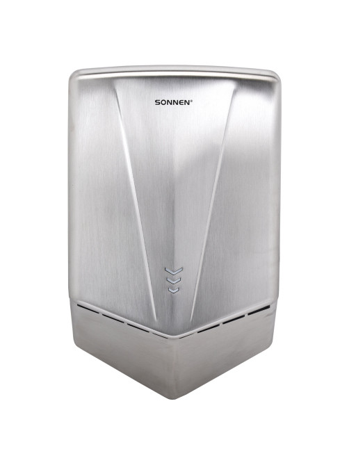 Сушилка для рук ВЫСОКОСКОРОСТНАЯ АНТИВАНДАЛЬНАЯ SONNEN K2022A, 1300 Вт, 150 м/с, IPX1, 72 дБ, нержавеющая сталь, 607191