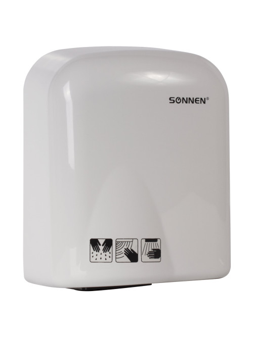 Сушилка для рук SONNEN HD-165, 1650 Вт, пластиковый корпус, белая, 604191