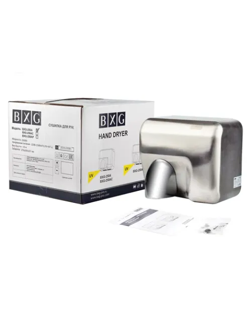 Сушилка для рук BXG-250A, 2300 Вт, ультрафиолет, нержавеющая сталь, хром