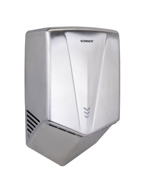 Сушилка для рук ВЫСОКОСКОРОСТНАЯ АНТИВАНДАЛЬНАЯ SONNEN K2022A, 1300 Вт, 150 м/с, IPX1, 72 дБ, нержавеющая сталь, 607191