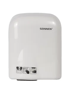 Сушилка для рук SONNEN HD-165, 1650 Вт, пластиковый корпус, белая, 604191