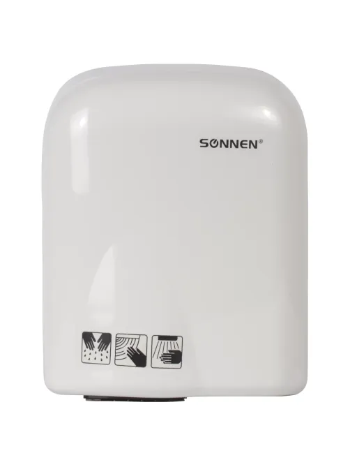 Сушилка для рук SONNEN HD-165, 1650 Вт, пластиковый корпус, белая, 604191
