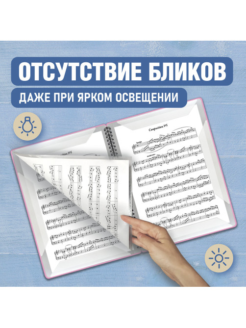 Папка-тетрадь для нот А4, 20 вкладышей на 40 страниц, на гребне, пластик, РОЗОВАЯ, BRAUBERG, 404642