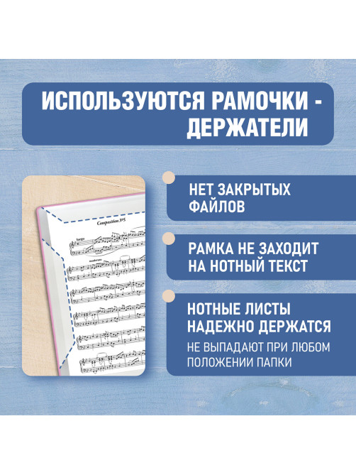 Папка-тетрадь для нот А4, 20 вкладышей на 40 страниц, на гребне, пластик, РОЗОВАЯ, BRAUBERG, 404642