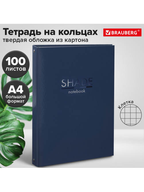 Тетрадь на кольцах БОЛЬШАЯ А4, 210х305 мм, 100 листов, твердый картон, клетка, BRAUBERG, 