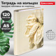 Тетрадь на кольцах А5 175х215 мм, 120 листов, твердый картон, фольга, клетка, BRAUBERG, 