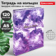 Тетрадь на кольцах А5 165х215 мм, 120 листов, твердый картон, клетка, BRAUBERG, 