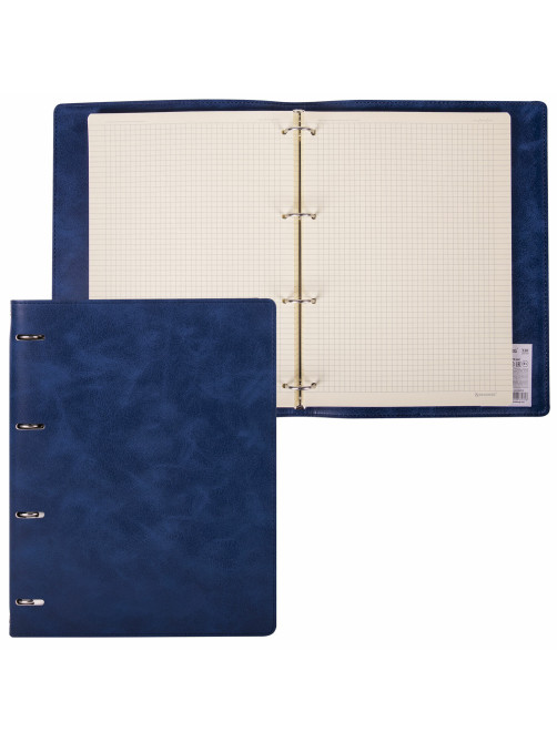 Тетрадь на кольцах БОЛЬШАЯ А4 (240х310 мм), 120 листов, под кожу, клетка, BRAUBERG 
