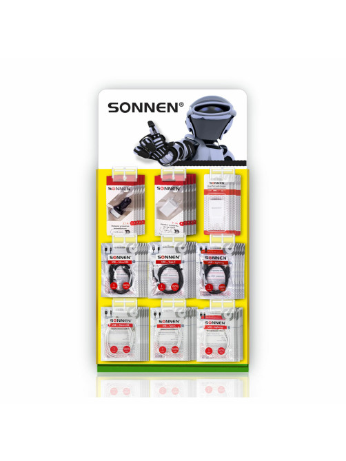 Дисплей для размещения товара настольный SONNEN, 65x35x21 см, 9 крючков, металл, 504996