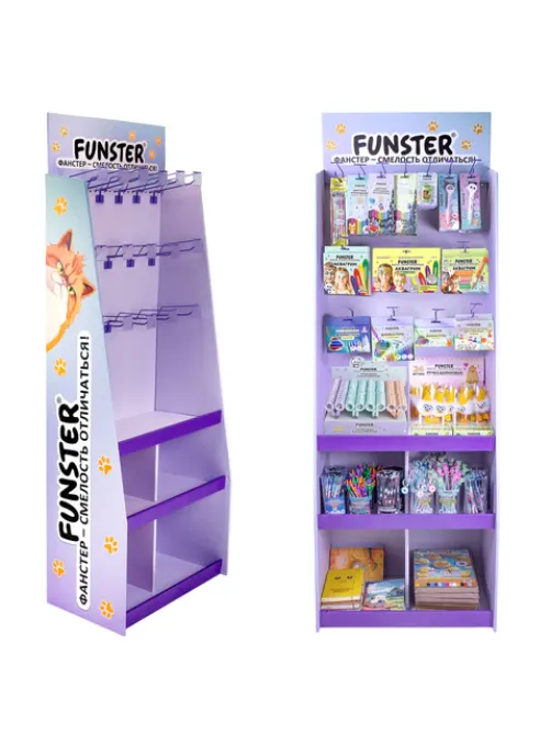 Стойка напольная для размещения товара FUNSTER, 180x60x40 см, 3 полки, 16 крючков, 507854