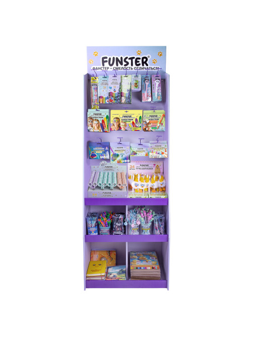 Стойка напольная для размещения товара FUNSTER, 180x60x40 см, 3 полки, 16 крючков, 507854