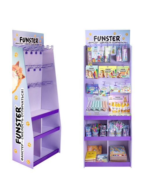 Стойка напольная для размещения товара FUNSTER, 180x60x40 см, 3 полки, 16 крючков, 507854