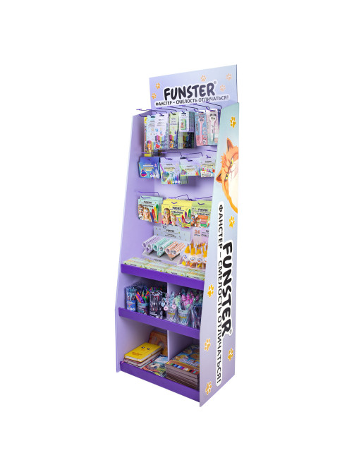 Стойка напольная для размещения товара FUNSTER, 180x60x40 см, 3 полки, 16 крючков, 507854