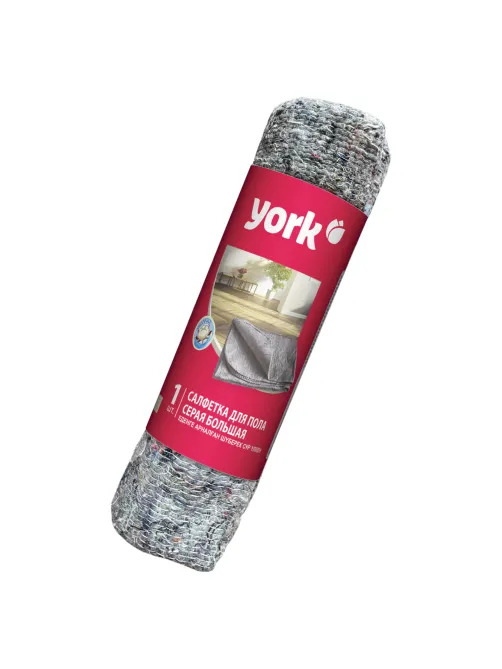 Тряпка для мытья пола 60х75 см, плотность 260 г/м2, ХПП, серая в рулоне, YORK, 22310