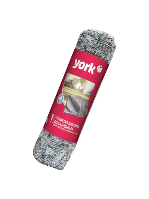 Тряпка для мытья пола 60х75 см, плотность 260 г/м2, ХПП, серая в рулоне, YORK, 22310