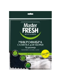 Тряпка для мытья пола из микрофибры, 50х60 см, черная, MASTER FRESH