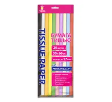 Цветная бумага ТИШЬЮ 17 г/м2, 50х66 см, 20 листов, 10 цветов, пастель ассорти, ЗОЛОТАЯ СКАЗКА, 116493