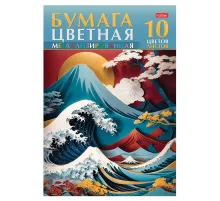 Цветная бумага А4 МЕТАЛЛИЗИРОВАННАЯ, 10 листов, 10 цветов, в папке, HATBER, 200х290 мм, 