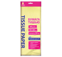 Цветная бумага ТИШЬЮ 17 г/м2, 50х66 см, 10 листов, лимонный цвет, ЗОЛОТАЯ СКАЗКА, 116479