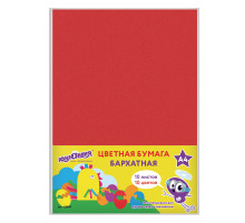 Цветная бумага А4 БАРХАТНАЯ, 10 листов 10 цветов, 110 г/м2, ЮНЛАНДИЯ, 