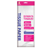 Цветная бумага ТИШЬЮ 17 г/м2, 50х66 см, 10 листов, цвет белый, ЗОЛОТАЯ СКАЗКА, 116483
