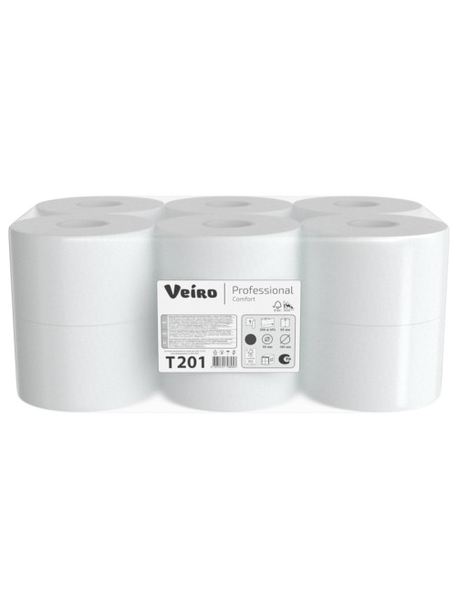 Бумага туалетная 200 м, VEIRO Professional (Система T2), КОМПЛЕКТ 12 шт., COMFORT, T201