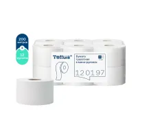 Бумага туалетная 200 метров, Tellus/TORK (Система T2) UNIVERSAL, 1-слойная, КОМПЛЕКТ 12 рулонов, 120197