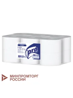Бумага туалетная 200 метров, PROtissue (T2) LITE, 1-слойная, белая, КОМПЛЕКТ 12 рулонов, С231