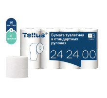 Бумага туалетная Tellus/TORK КОМФОРТ (Система ТР4), спайка 8 рулонов по 16 метров, 3-слойная, 242400