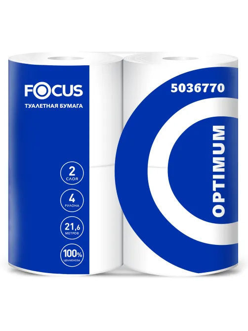 Бумага туалетная, спайка 4 шт., 2-слойная (4х21,6 м), FOCUS Optimum, белая, 5036770