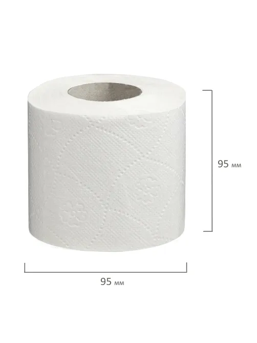 Бумага туалетная бытовая, спайка 4 шт., 2-х слойная, (4х19 м), LAIMA, белая, 126904