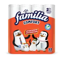 Бумага туалетная бытовая, спайка 32 шт., 2-слойная (32х14,8 м), FAMILIA COMFORT, белая, 5085067