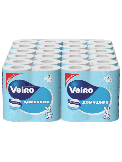 Бумага туалетная бытовая, спайка 4 шт., 2-х слойная (4х15 м), VEIRO 