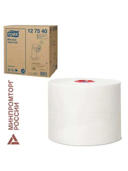 Бумага туалетная 135 м, Tellus/TORK (Система Т6) UNIVERSAL, КОМПЛЕКТ 27 рулонов, белая, 127540/127541