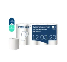 Бумага туалетная Tellus/TORK (Система T4) PREMIUM, спайка 8 рулонов по 23 метра, 2-слойная, белая, 120320