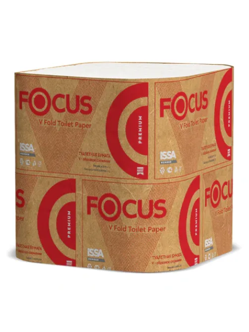 Бумага туалетная FOCUS (T3) Premium, 2 слоя, КОМПЛЕКТ 15 пачек, листовая, 250 листов, V-сложение, 5083735