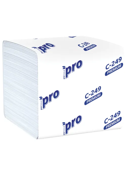 Бумага туалетная листовая 250 шт., PROtissue (T3) PREMIUM, 2-слойная, белая, 22,5х11 см, КОМПЛЕКТ 40 пачек, C249, С249