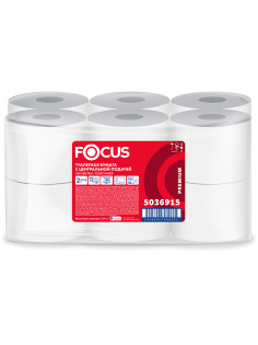 Бумага туалетная с центральной вытяжкой 120 м, FOCUS (T8) Premium, 2-слойная, белый, КОМПЛЕКТ 12 рулонов, 5036915