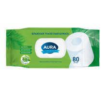 Бумага туалетная влажная 80 шт., AURA 