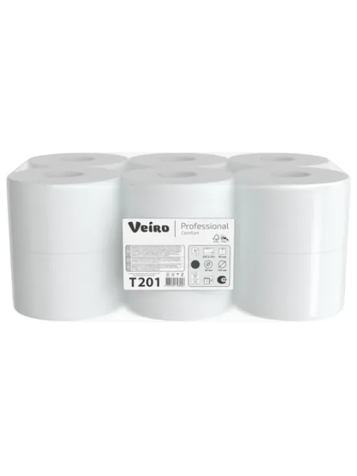 Бумага туалетная 200 м, VEIRO Professional (Система T2), КОМПЛЕКТ 12 шт., COMFORT, T201