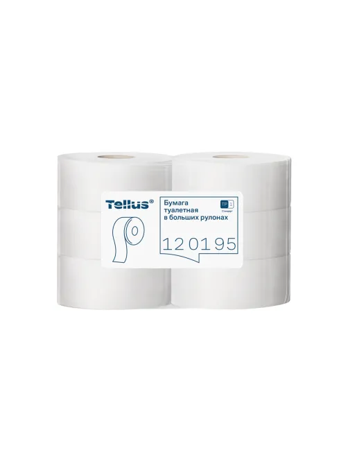 Бумага туалетная 525 м, БОЛЬШОЙ РУЛОН, Tellus/TORK (Система T1) UNIVERSAL, КОМПЛЕКТ 6 рулонов, 1-слойная, 120195