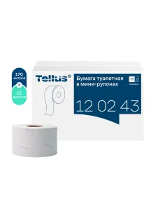 Бумага туалетная 170 метров, Tellus/TORK (Система T2) PREMIUM, КОМПЛЕКТ 12 рулонов, 2-слойная, белая, 120243