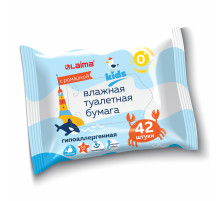 Бумага туалетная влажная детская, смываемая 42 шт., БИОРАЗЛАГАЕМАЯ, LAIMA Kids, 115223