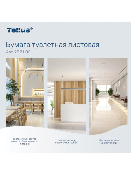 Бумага туалетная листовая Tellus/TORK (Система ТР3) ПРЕМИУМ КОМПЛЕКТ 40 шт., 200 л., 11х23 см, 2-слойная, 233100