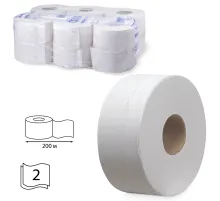 Бумага туалетная 200 м, KIMBERLY-CLARK Scott, КОМПЛЕКТ 12 шт., Performance Jumbo, 2-слойная, белая, артикул 8512