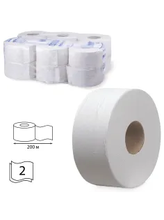 Бумага туалетная 200 м, KIMBERLY-CLARK Scott, КОМПЛЕКТ 12 шт., Performance Jumbo, 2-слойная, белая, артикул 8512